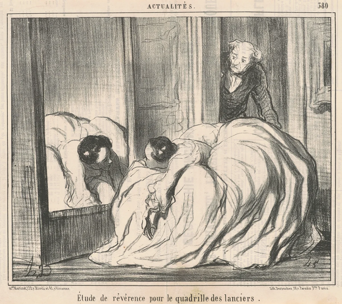 Etude de révérence pour le quadrille des lanciers by Honoré Daumier, print, 1857