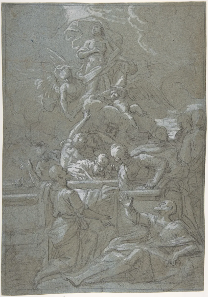 The Assumption of the Virgin by Jean Baptiste Jouvenet, drawing, 1655-1717