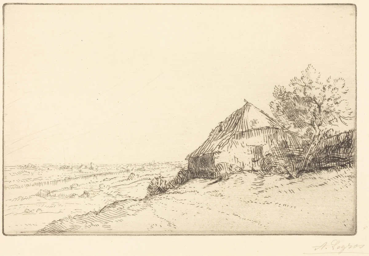 Hovel on a Hillside (Masure sur la colline) by Alphonse Legros, print, 1837-1911