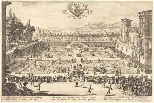 The Palace Gardens at Nancy by Jacques Callot, print, 1625
