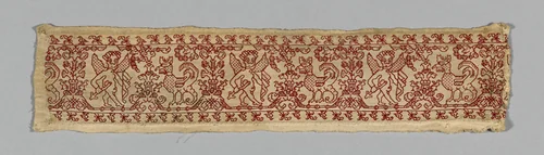 Fragment from a Border by Italy, textile, 1601-1700