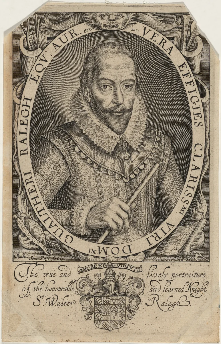 Sir Walter Raleigh by Simon van de Passe, print, 1595-1647