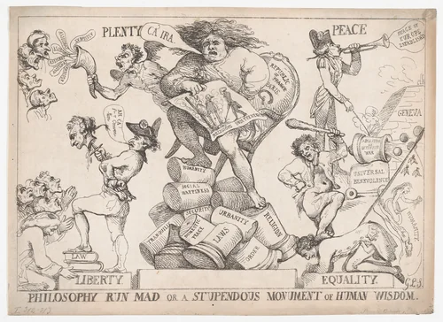 Philosophy Run Mad or a Stupendous Monument of Human Wisdom by Thomas Rowlandson, print, 1792