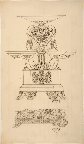 Design for a Candelabra by anonymous, drawing, 1800-1899