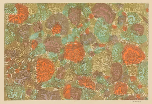 Blad met bloemen en bessen met puntenfond by Simon Haichele, other, 1740-1750