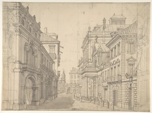 Perspective Design for a Stage Set of an Italian Cityscape by Antonio Mauro II, drawing, 1784-1797
