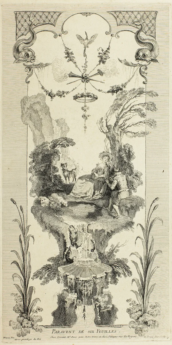 Screen of Six Sheets (309) by Louis Crépy, print, 1700-1799