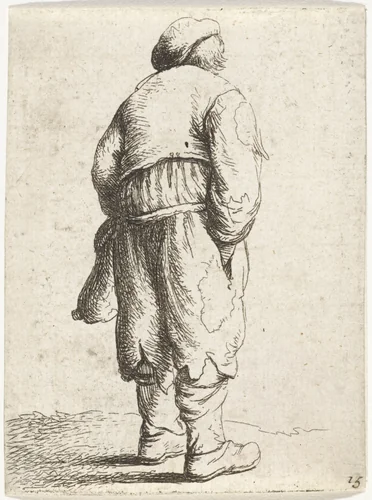 Figuur op de rug gezien met handen in de zakken by Jan Gillisz van Vliet, print, 1635