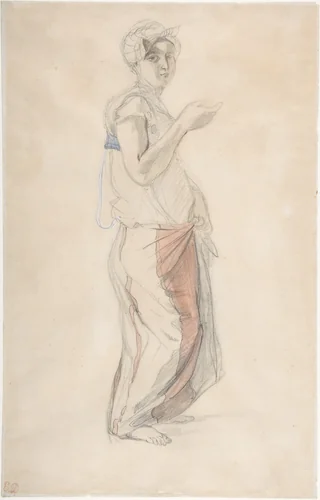 Standing Woman in Moroccan Costume by Eugène Delacroix, drawing, 1829-1839