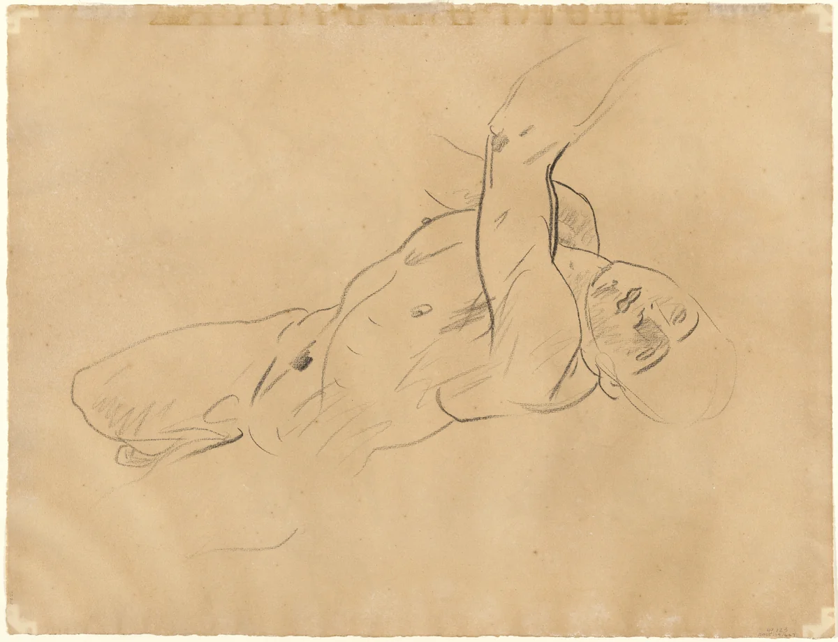 Falling Male Nude [verso] by John Singer Sargent, drawing, 1918-1919