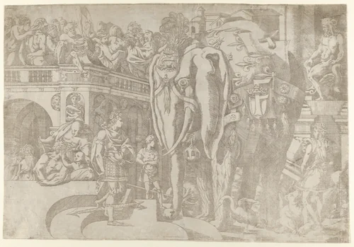 Royal Elephant by Antonio Fantuzzi, print, 1542-1545