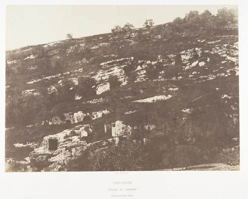 Jérusalem, Vallée de Hinnom, Détails du flanc droit, 1 by Auguste Salzmann, photograph, 1854-1859