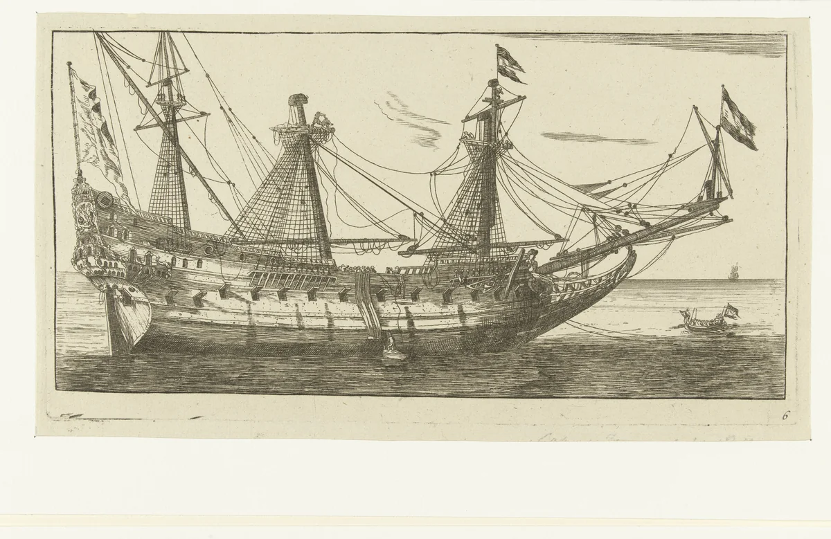 Het schip De Salamander by anonymous, print, 1730-1760