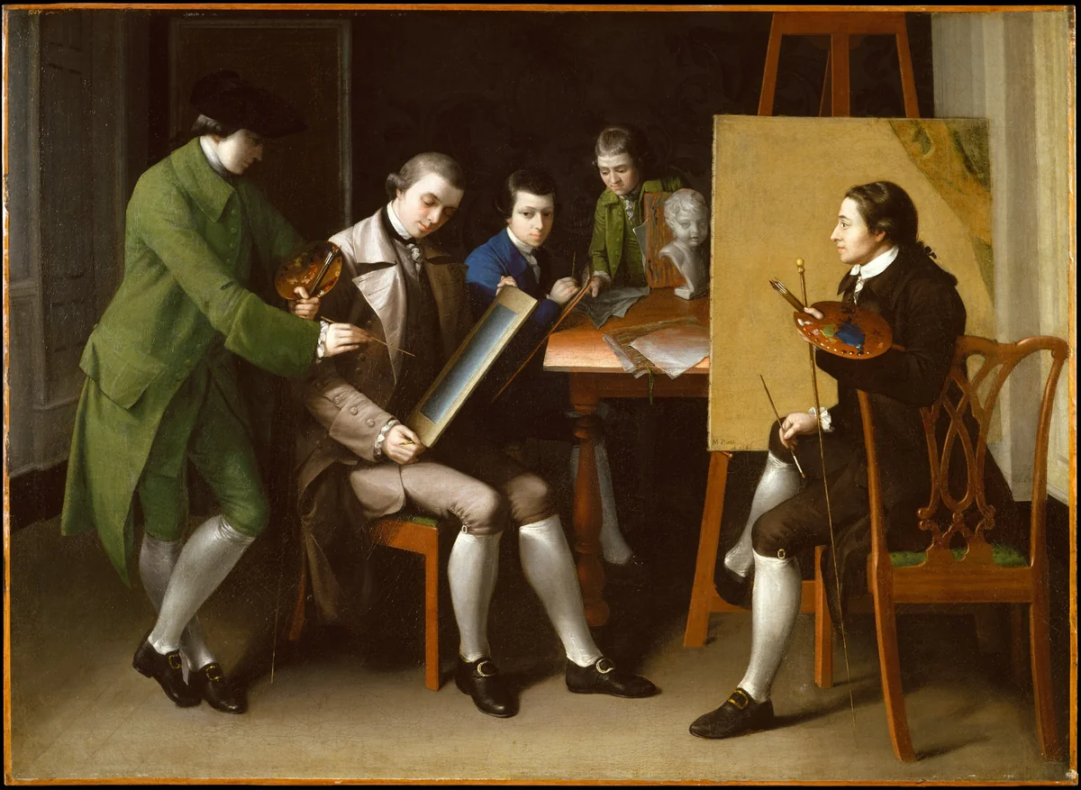 The American School by Matthew Pratt, artwork, 1765