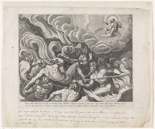 Visioen van de rijke man in de hel by Unknown, print, 1581-1633