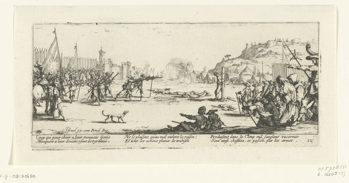Strafmaatregelen: het vuurpeloton by Jacques Callot, print, 1633
