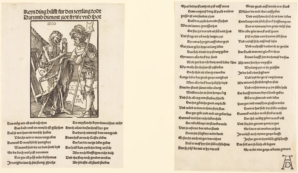 Death and the Lansquenet by Albrecht Dürer, print, 1510