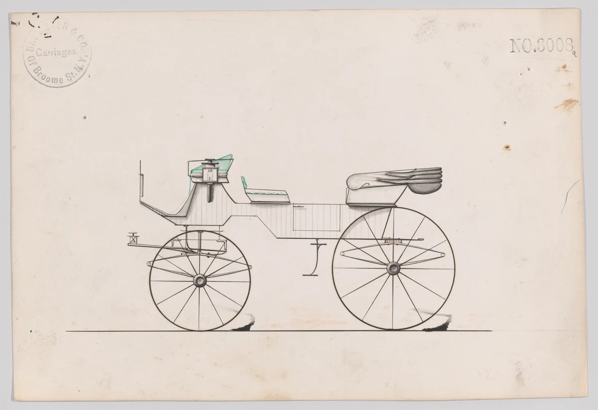 Phaeton #3008a by Brewster & Co., drawing, 1874