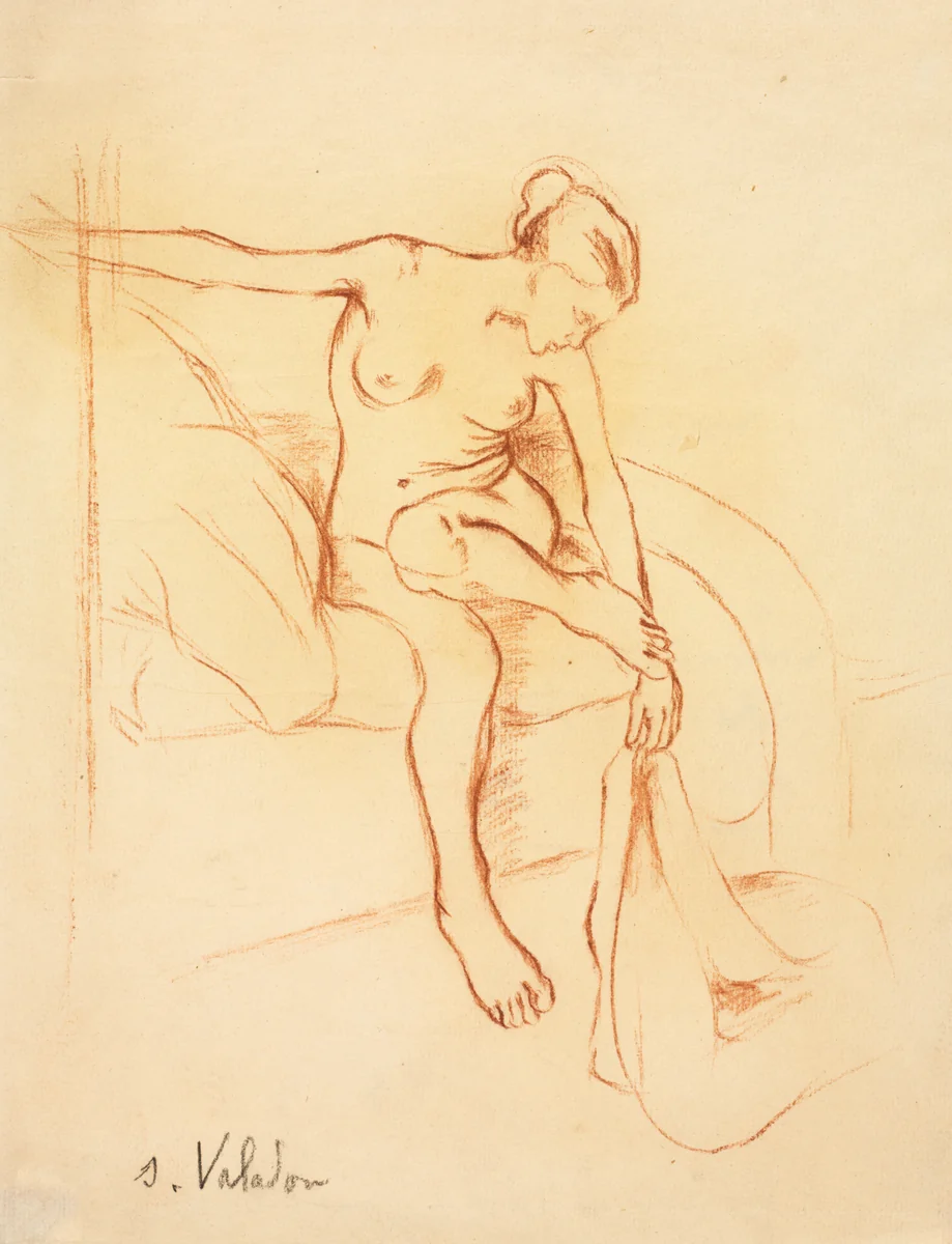 Nude Woman Seated on a Bed by Suzanne Valadon, drawing, 1867-1938