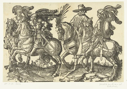 Filips de Goede, Karel de Stoute en twee ridders by Unknown, print, 1518-1533
