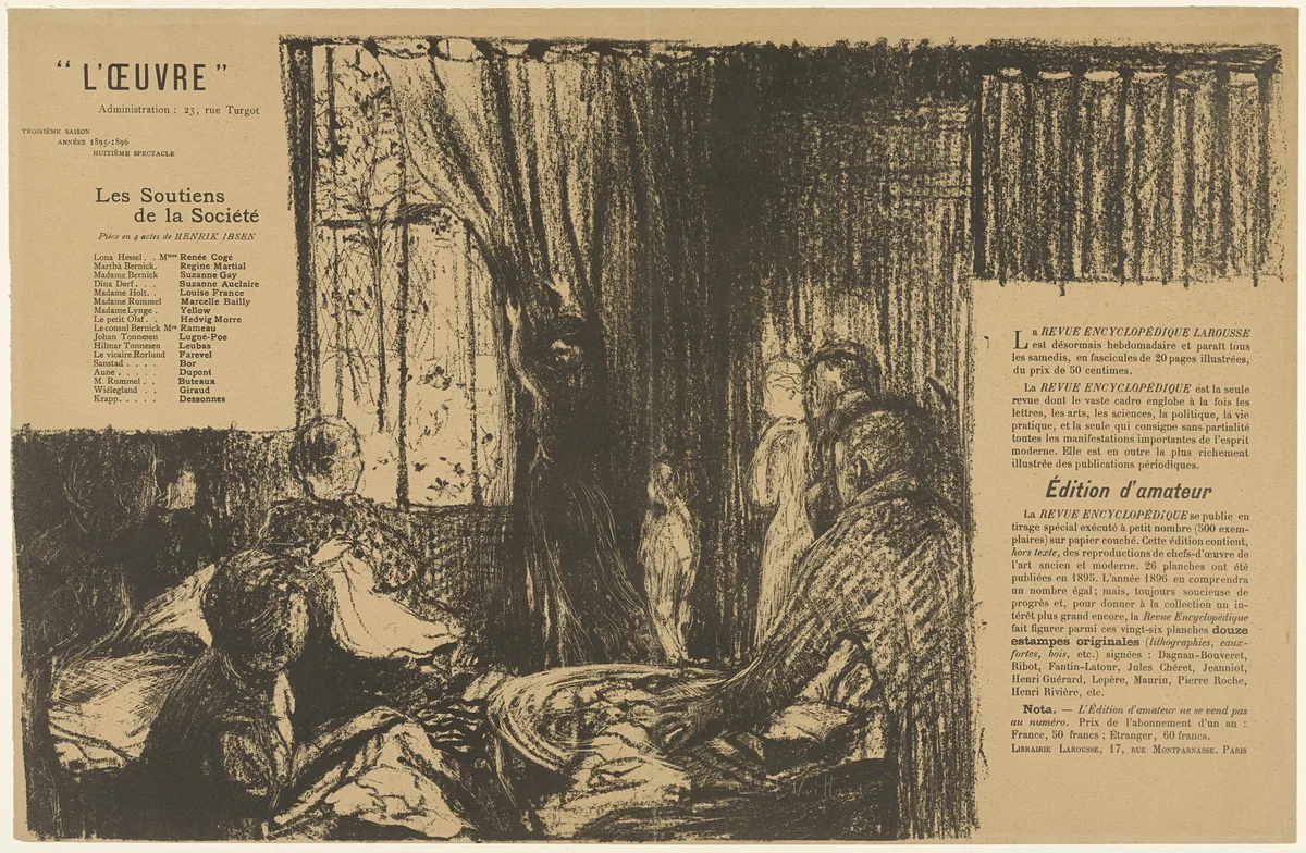 Program for The Pillars of Society by Édouard Vuillard, print, 1896
