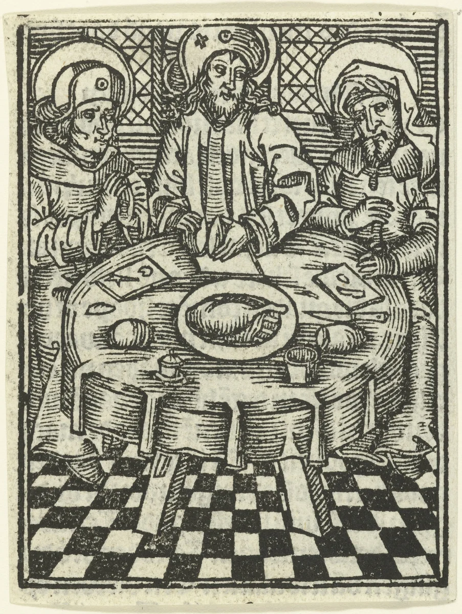 De maaltijd te Emmaüs by Unknown, print, 1490-1500