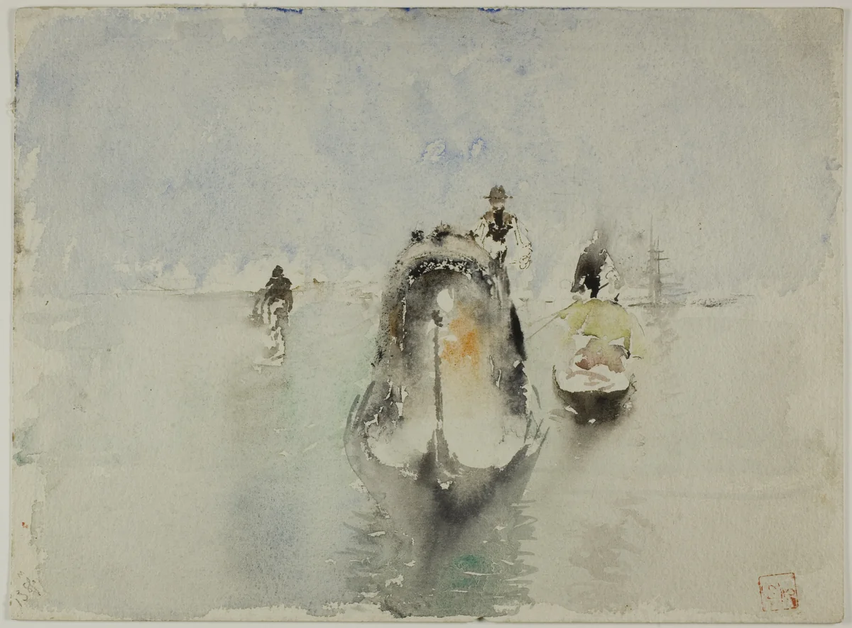 Gondolas, Grand Canal, Venice by Robert Frederick Blum, drawing, 1877-1903