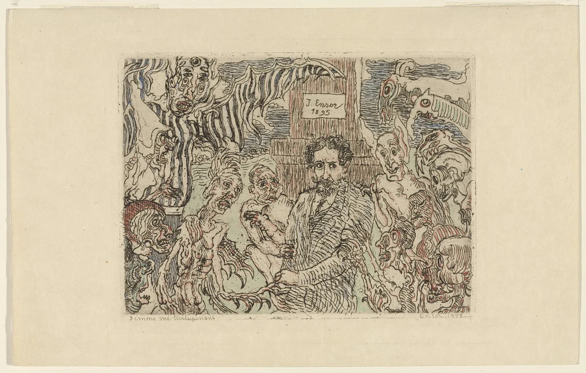Demons Teasing Me by James Ensor, print, 1895