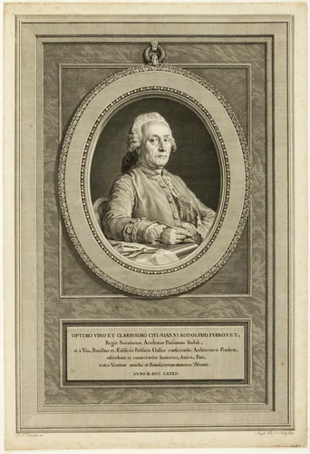 Portrait of J.R. Perronet by Augustin de Saint-Aubin, print, 1782
