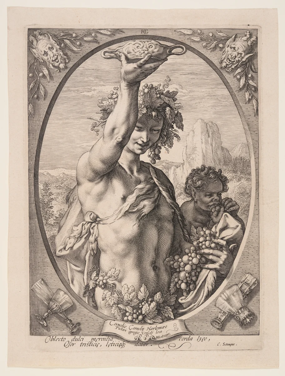 Bacchus, from Three Pagan Gods and Goddesses by Jan Saenredam, print, 1595
