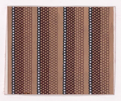 Textile Design with Vertical Stripes of Pearls and Honeycomb Pattern Over a Flat Ground by anonymous, drawing, 1840