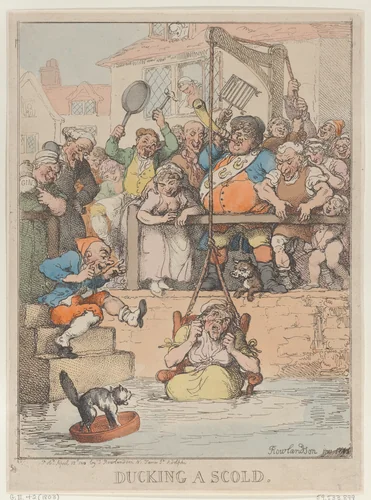 Ducking a Scold by Thomas Rowlandson, print, 1803-1812