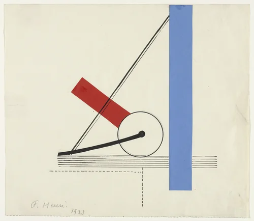 Construction bleu-rouge-noir by Florence Henri, drawing, 1923