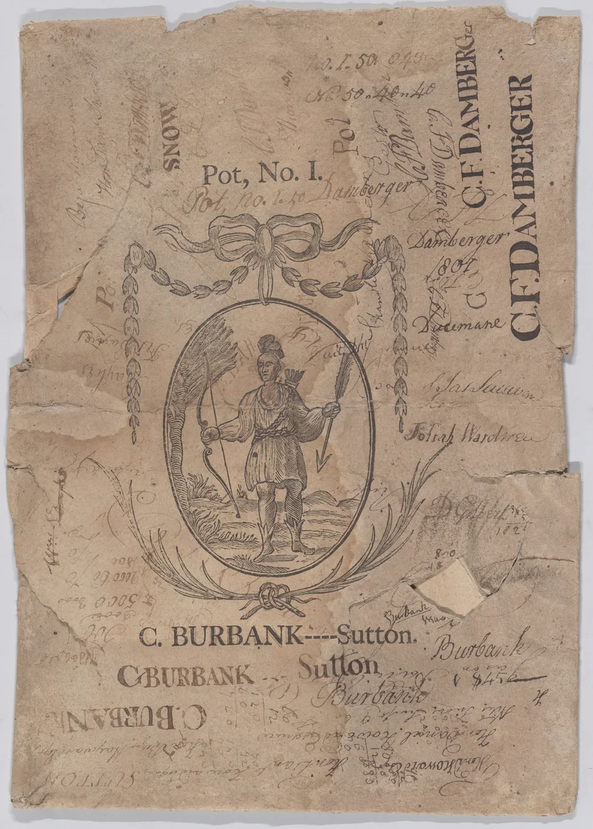 Wrapper: Burbank Paper Mill, Sutton, Massachusetts by Caleb Burbank, print, 1796-1806