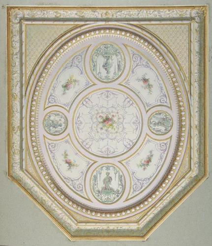 Ceiling Design by Jules-Edmond-Charles Lachaise, drawing, 1850-1900