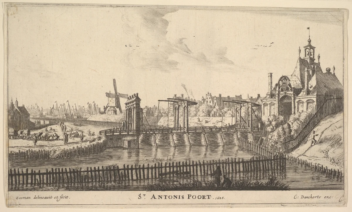 St. Antonis Poort, Amsterdam by Reinier Nooms, print, 1635-1668