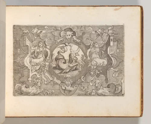 Targhe ed altri ornati di varie e capricciose invenzioni (Cartouches and other ornaments of various and capricious invention, page 12) by Jacob Floris, book, 1773