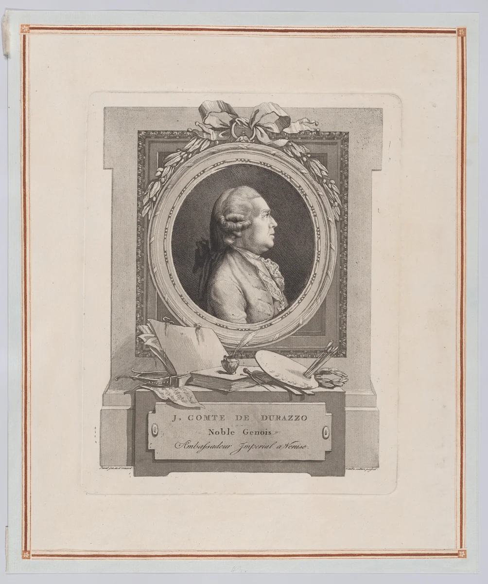 Portrait of Count Giacomo Durazzo by Giovanni David, print, 1784