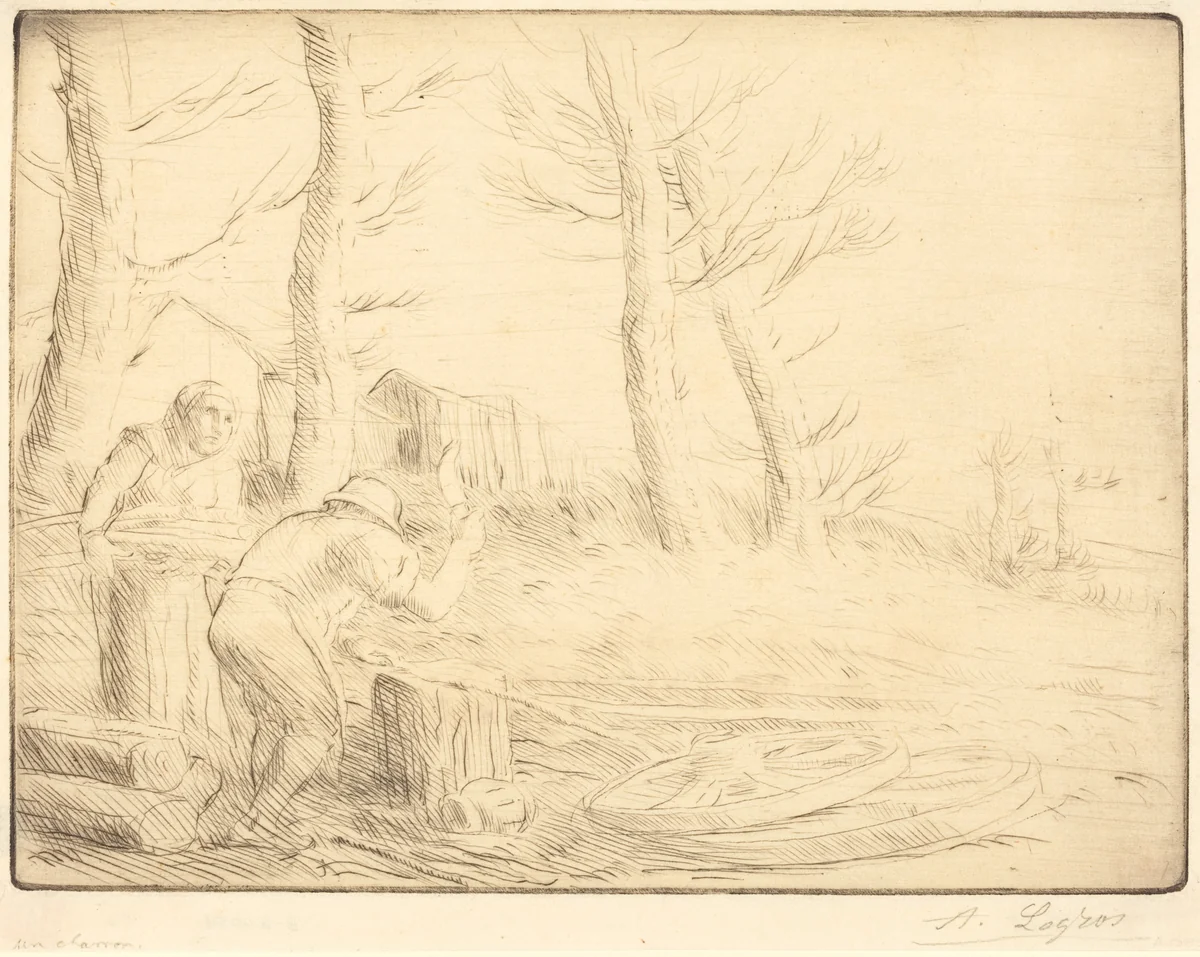 Wheelwright (Un charron) by Alphonse Legros, print, 1837-1911