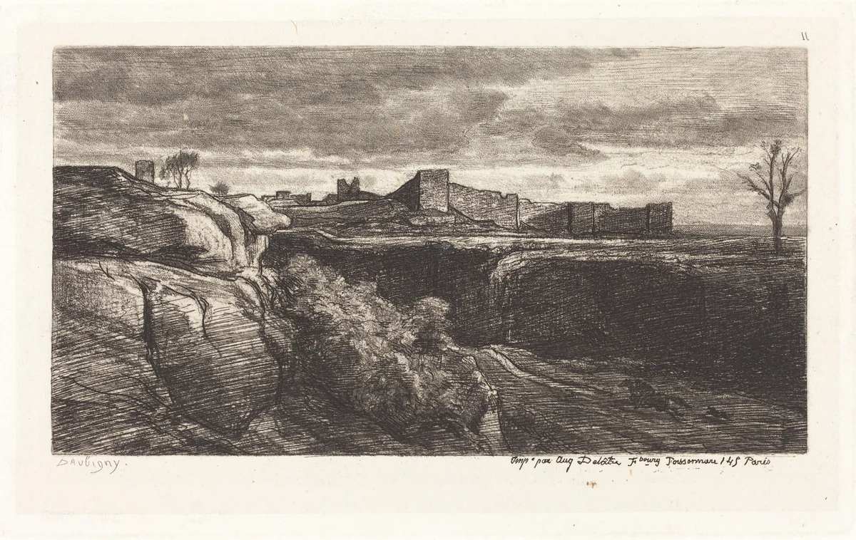 Ruins of the Chateau of Cremieux (Les Ruines du chateau de Cremieux) by Charles-François Daubigny, print, 1850