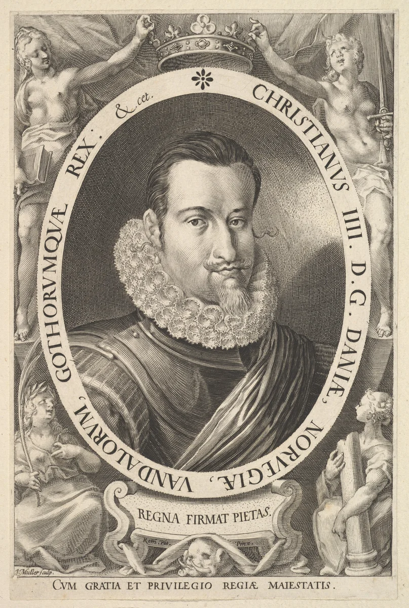 Portrait of Christian IV, King of Denmark by Jan Muller, print, 1604-1608