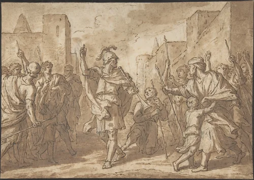 Gideon Gathering His Army, Scene from the Book of Judges by Etienne Parrocel, drawing, 1700-1800