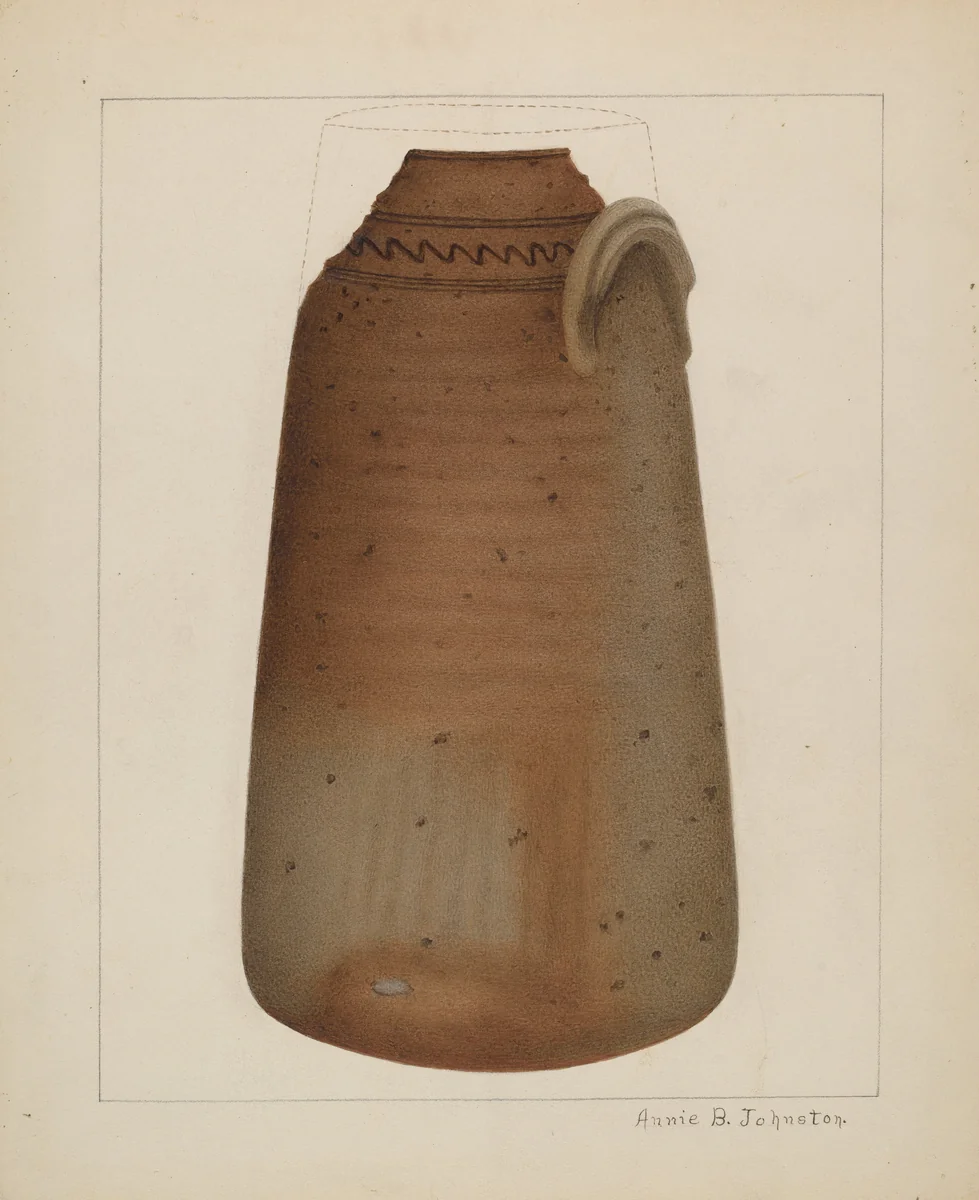 Stoneware Churn by Annie B. Johnston, index of american design, 1937