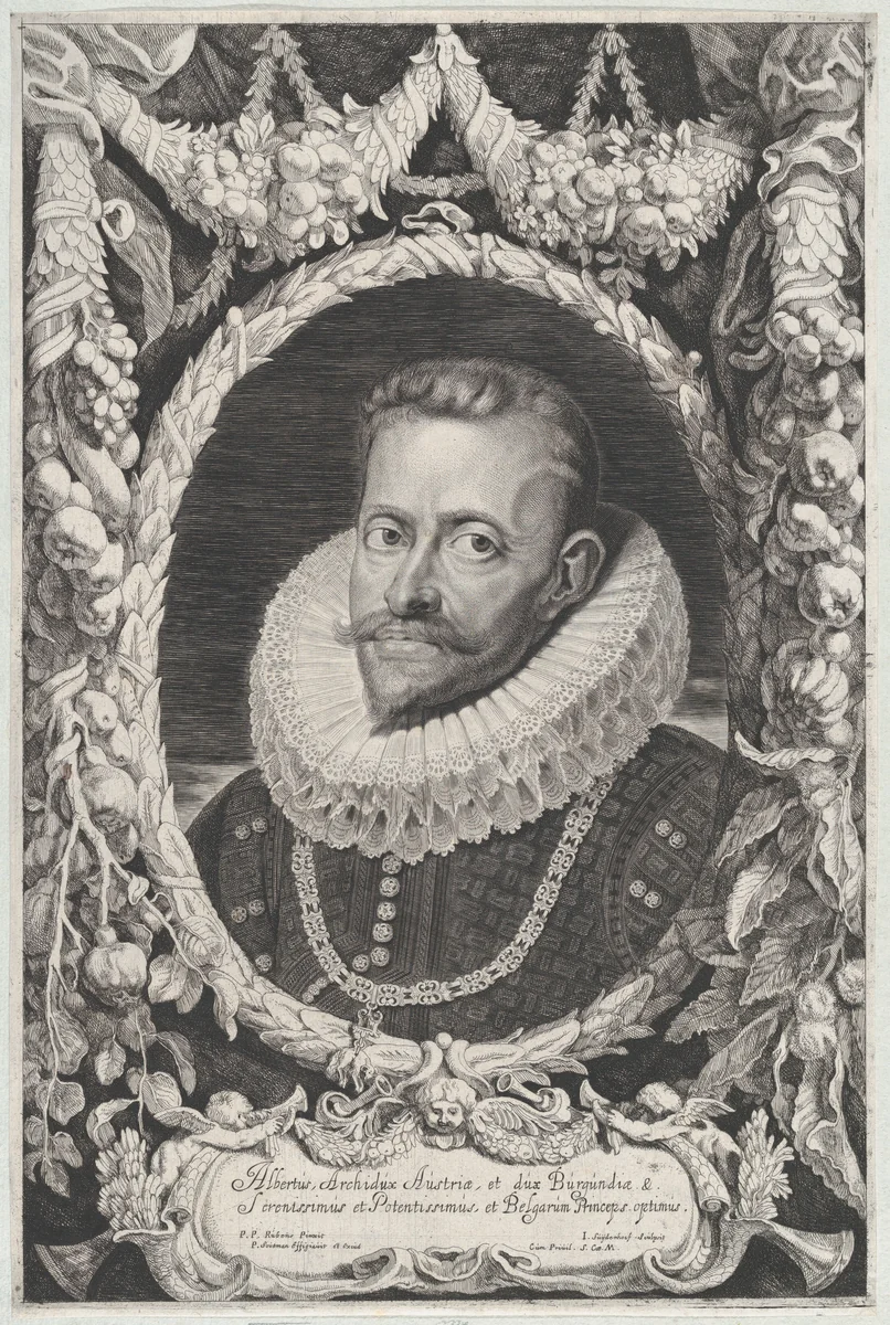 Portrait of Albert VII, Archduke of Austria by Jonas Suyderhoef, print, 1645-1655