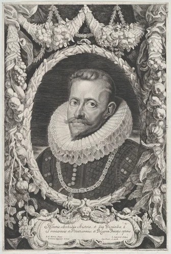 Portrait of Albert VII, Archduke of Austria by Jonas Suyderhoef, print, 1645-1655