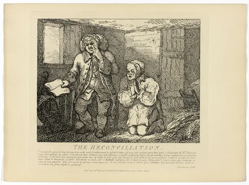 The Reconciliation, from Boswell's Tour of the Hebrides by Thomas Rowlandson, print, 1786