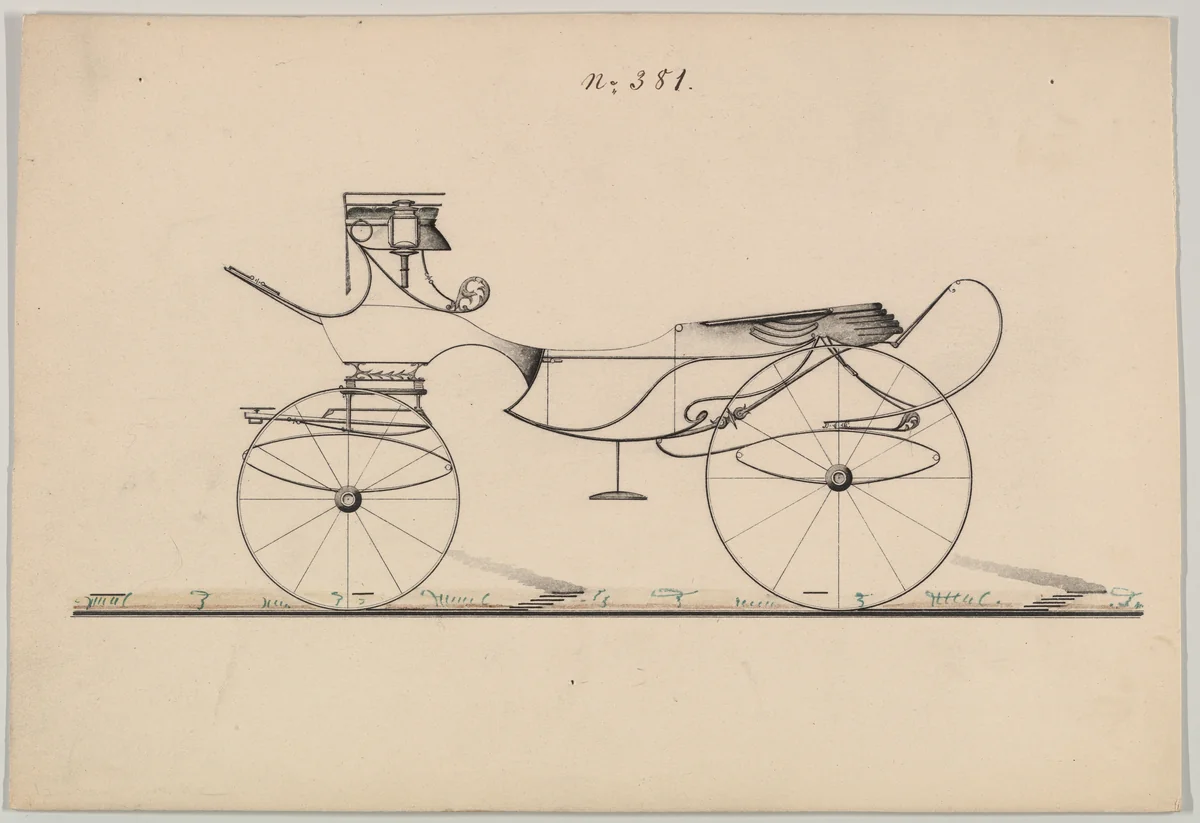 Design for Vis-à-vis, no. 381 by Brewster & Co., drawing, 1850-1870