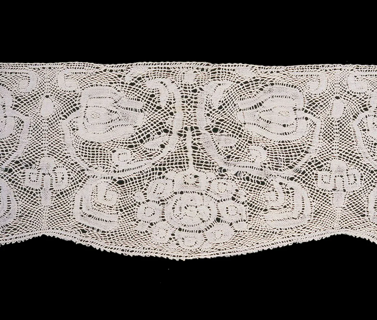 Border by Dutch Peasant market, textile, 1675-1700