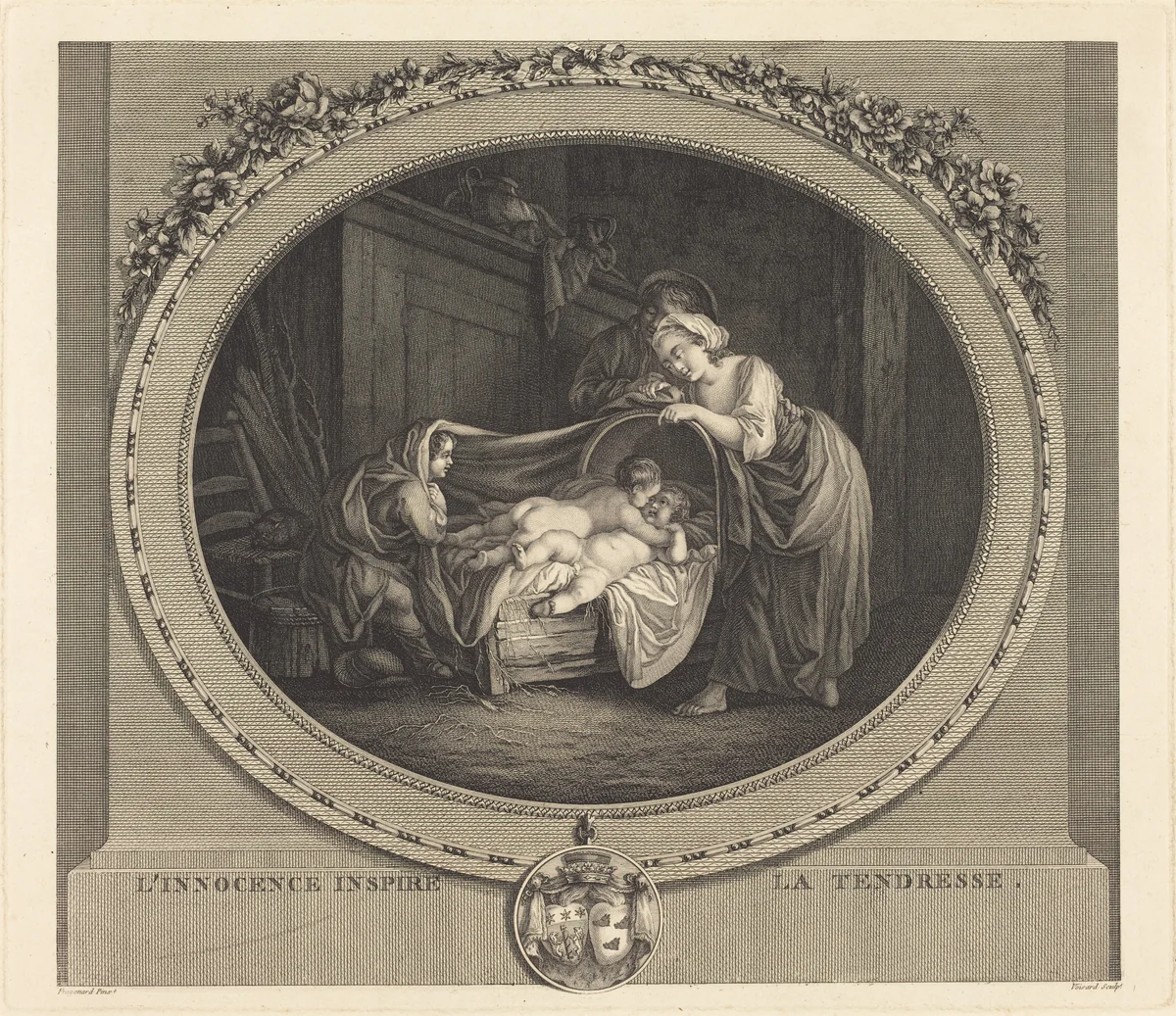 L'innocence inspire la tendresse by Etienne Claude Voysard; Jean Honoré Fragonard, print, 1746-1812