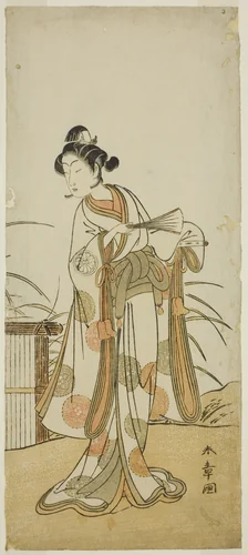 The Actor Segawa Kikunojo III as Aigo no Waka in the Play Chigo Sakura Jusan Kane, Performed at the Ichimura Theater in the Eleventh Month, 1774 by Katsukawa Shunsho (勝川 春章), print, 1769-1779